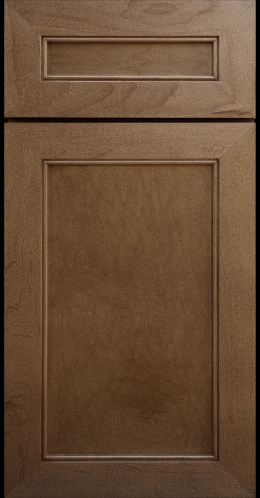 Alpine mitered shaker cabinet in Fawn Stain with a flat center panel & inside bead detail.